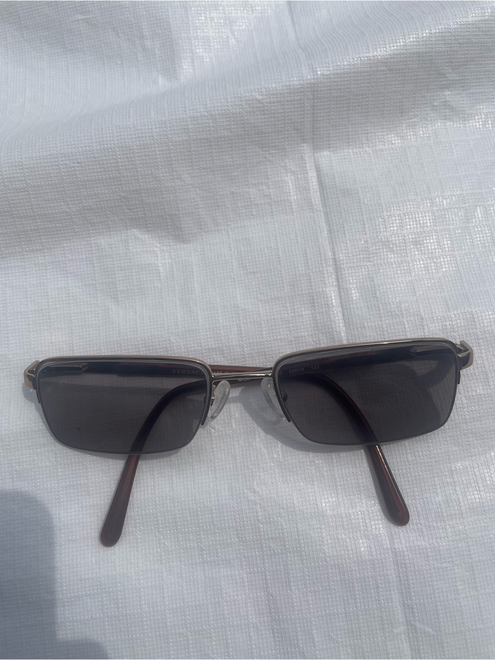 Versace Eyeglasses MOD. 1066 1053 Brown Half Rim Frame Italy 50-18-135 EUC